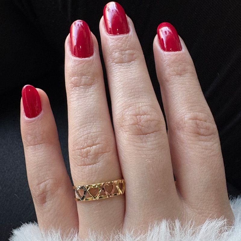 Anel com Corações Três Cores Folheado a Ouro 18k