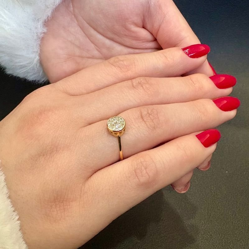 Anel Solitário Chuveirinho Folheado a Ouro 18k