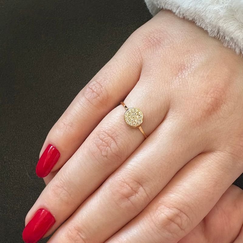 Anel Solitário Chuveirinho Folheado a Ouro 18k