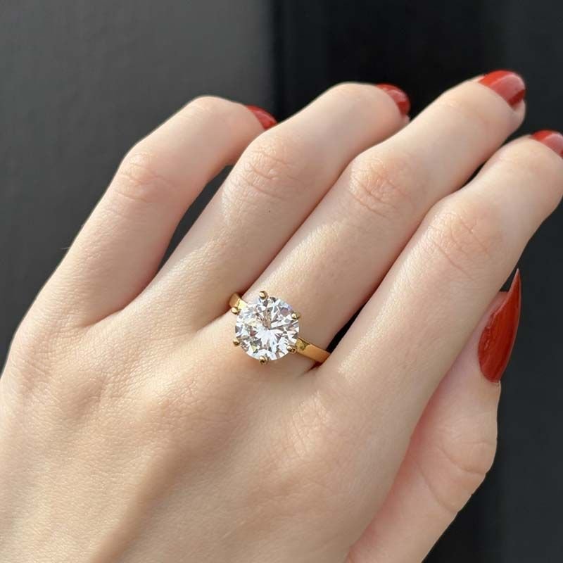 Anel Solitário Luxo com Zircônia 10mm Folheado a Ouro 18K