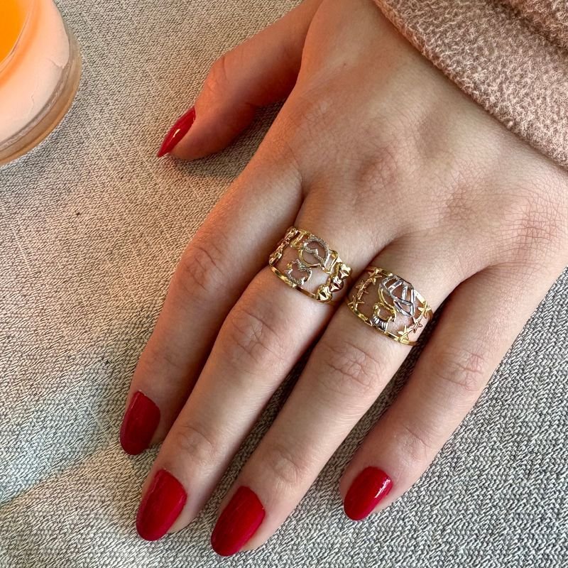 Anel Três Cores Menino Folheado a Ouro 18k