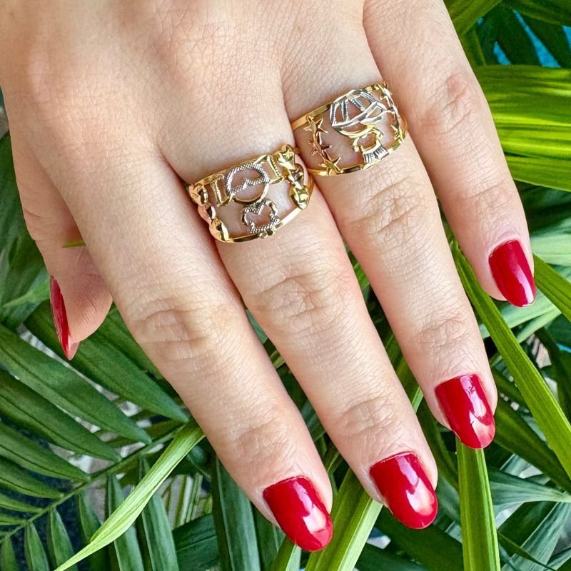 Anel Três Cores Menino Folheado a Ouro 18k