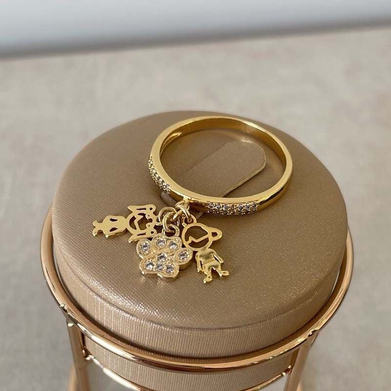 Anel Três Filhos com Zircônias Folheado a Ouro 18k - Monte do Seu Jeito