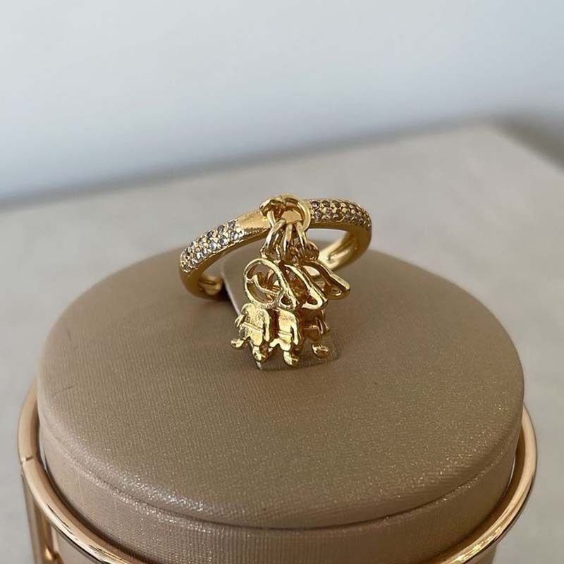 Anel Três Filhos com Zircônias Folheado a Ouro 18k - Monte do Seu Jeito