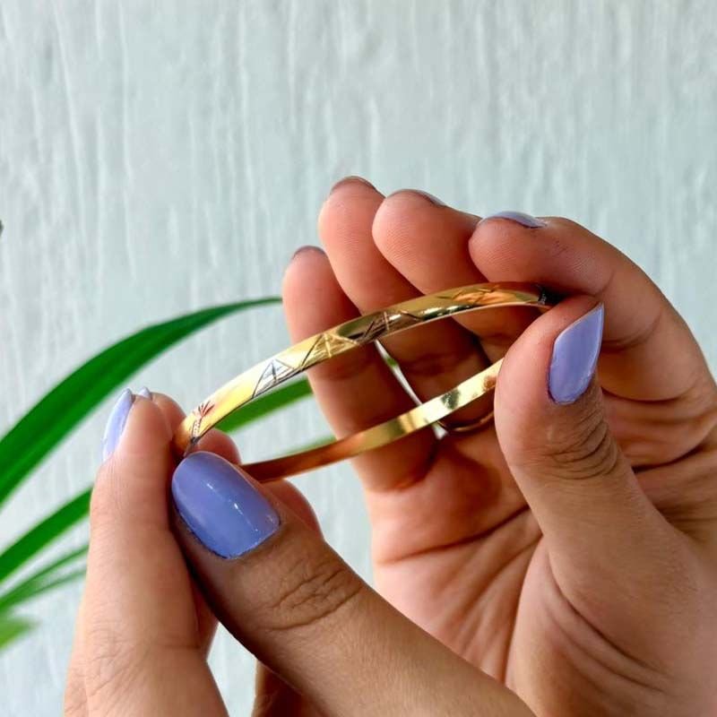 Bracelete Escrava Redondo Diamantado Folheado a Ouro 18k