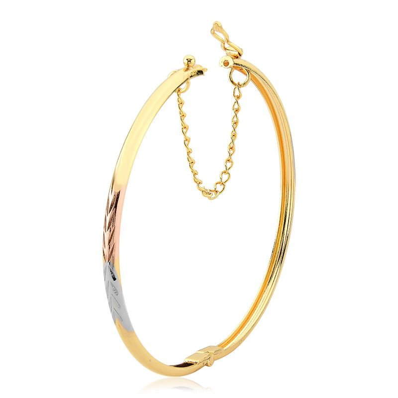 Bracelete Fino Redondo Diamantado com Fecho Folheado a Ouro 18k