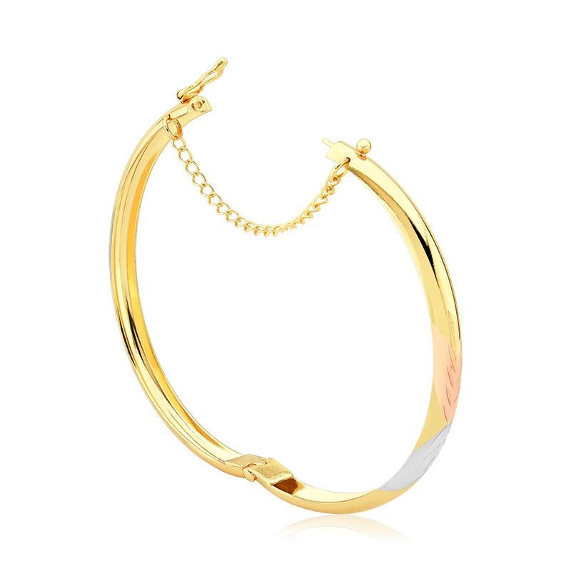 Bracelete Grosso Redondo Diamantado com Fecho Folheado a Ouro 18k