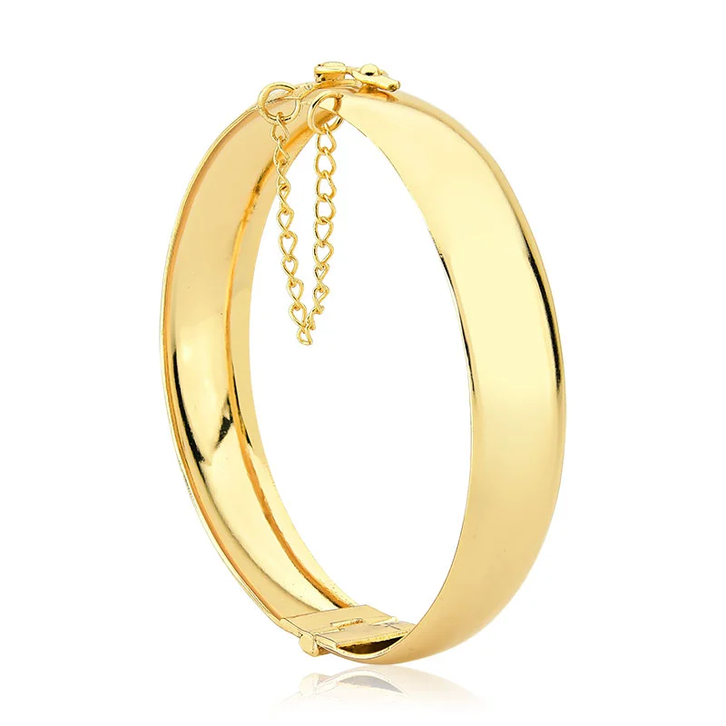 Bracelete Largo Diamantado com Detalhes Sofisticados Folheado a Ouro 18k