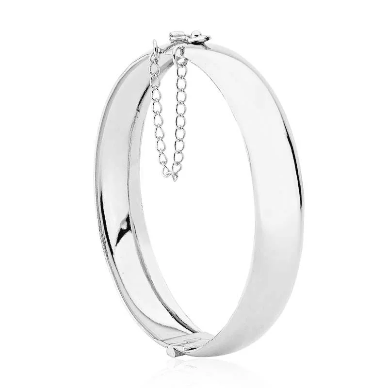 Bracelete Largo Liso com Brilho Sofisticado Folheado a Prata 925