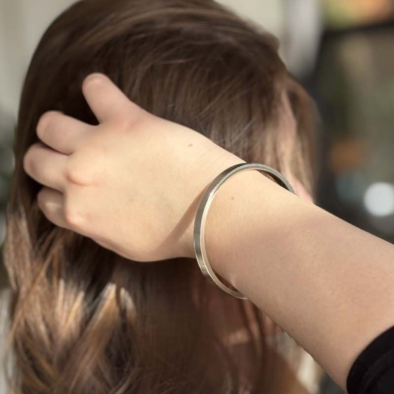 Bracelete Liso de Perfil Reto Folheado a Prata 925