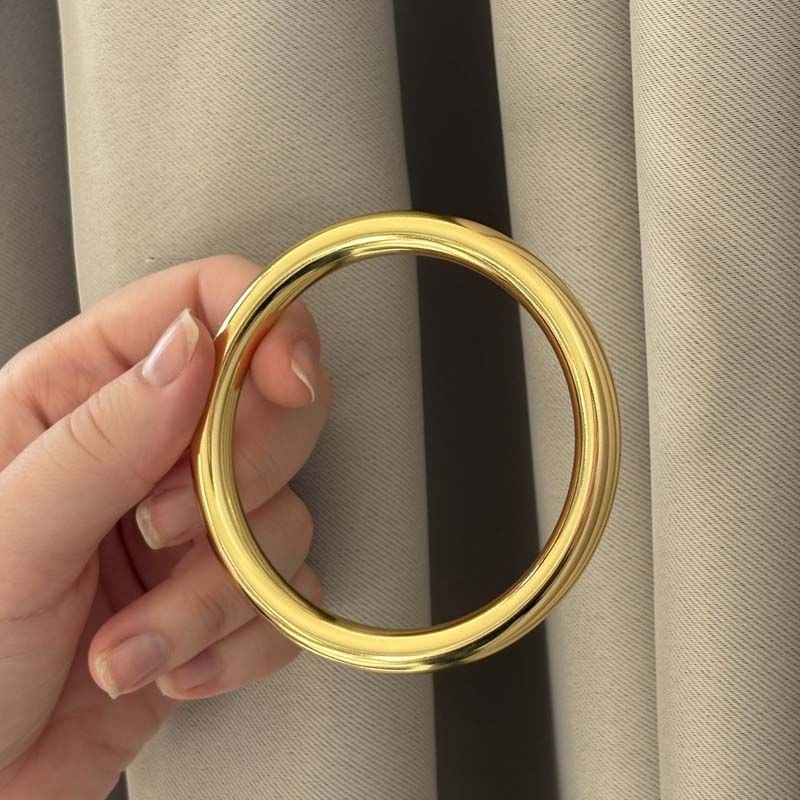 Bracelete Liso Tubular Folheado a Ouro 18k