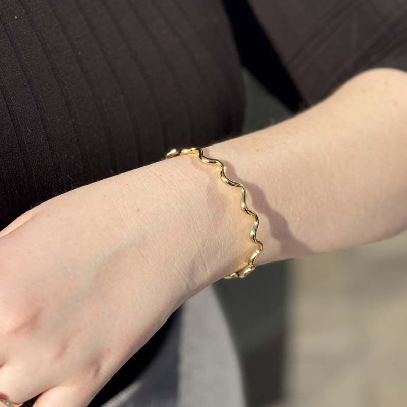 Bracelete Ondulado Folheado a Ouro 18k