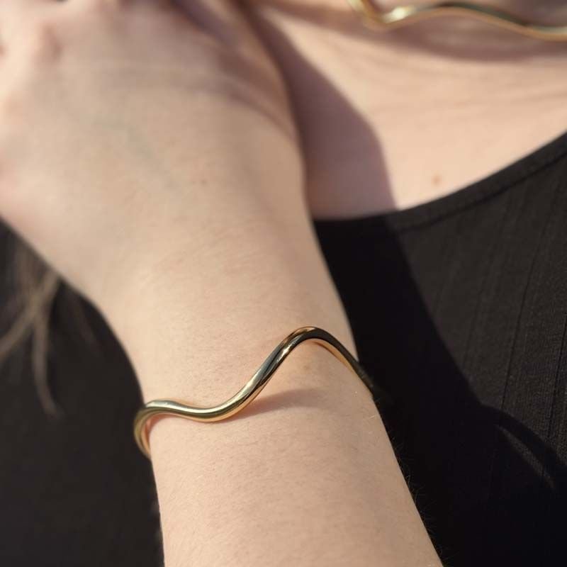 Bracelete Orgânico Ajustável Folheado a Ouro 18k