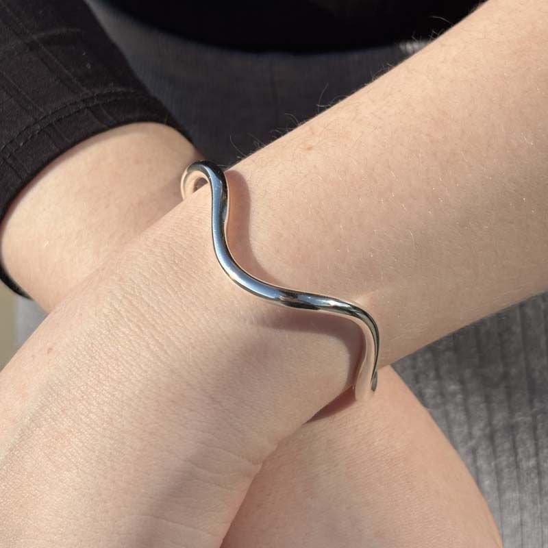 Bracelete Orgânico Ajustável Folheado a Prata 925