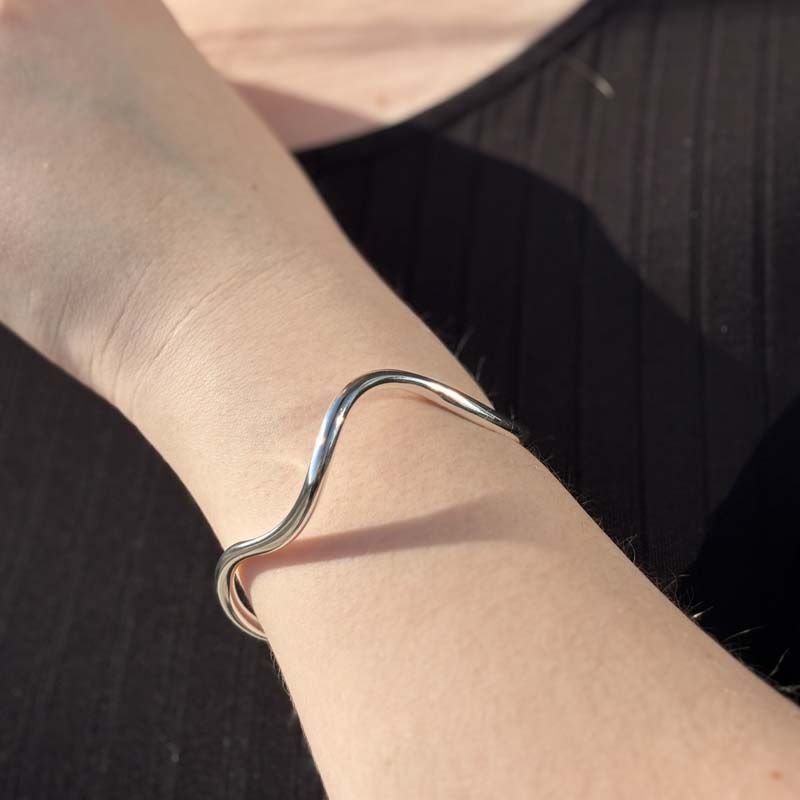 Bracelete Orgânico Ajustável Folheado a Prata 925