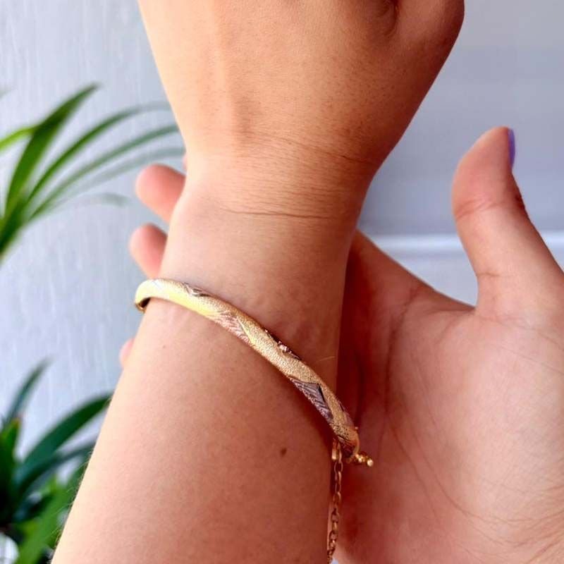 Bracelete Redondo Algema com Fecho Folheado a Ouro 18k