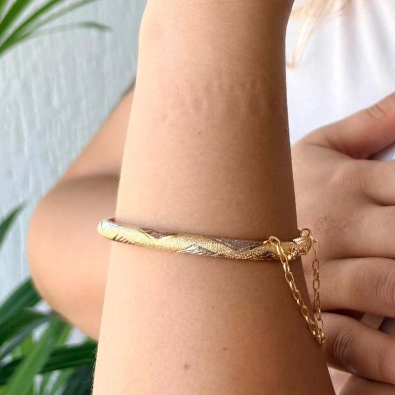 Bracelete Redondo Algema com Fecho Folheado a Ouro 18k