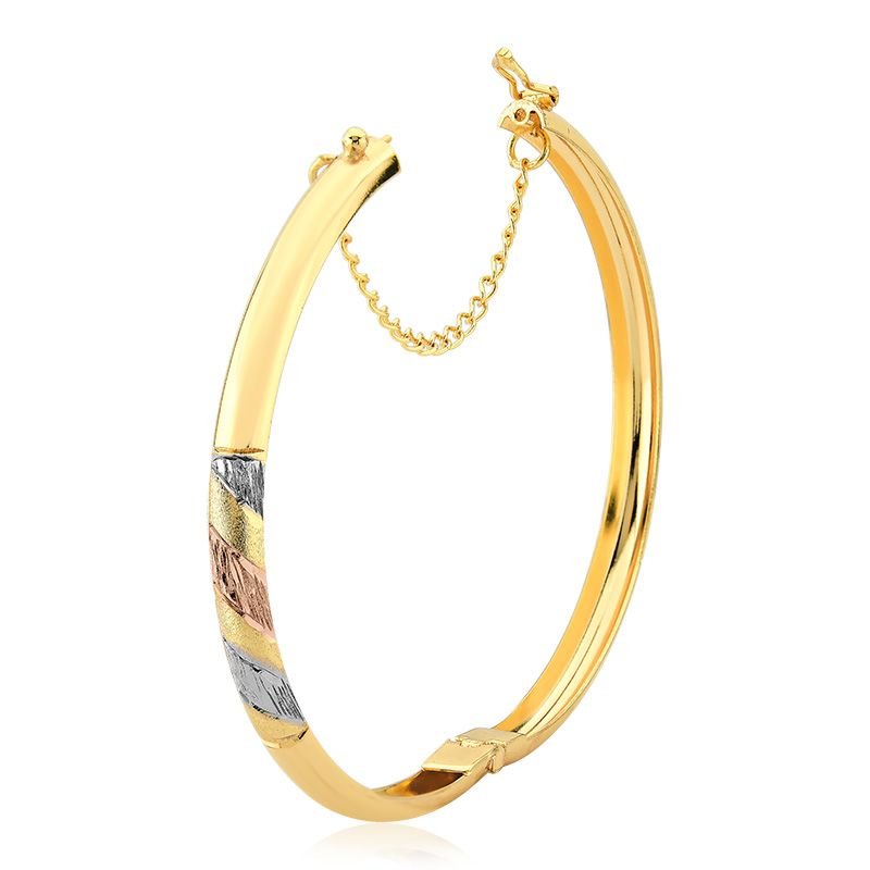 Bracelete Redondo Detalhado com Fecho Folheado a Ouro 18k