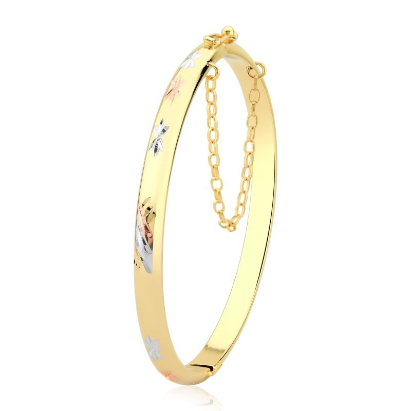 Bracelete Redondo Liso com Fecho Folheado a Ouro 18k
