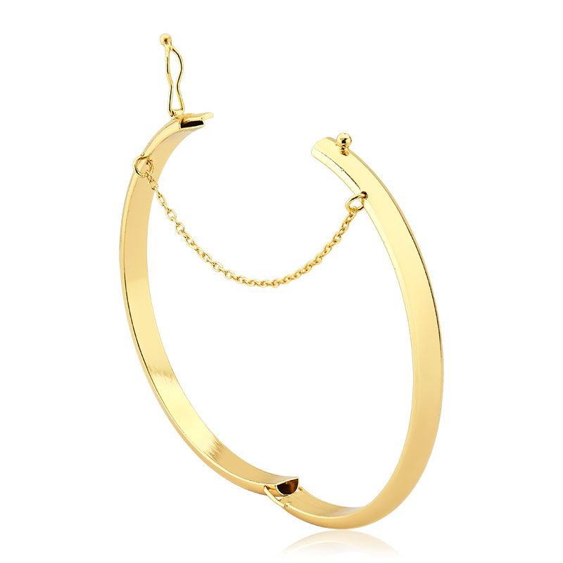 Bracelete Redondo Liso com Fecho Folheado a Ouro 18k