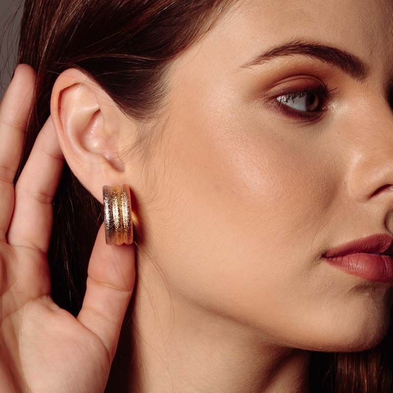 Brinco Argola Feminino em Três Cores 2,4cm Folheada a Ouro 18k