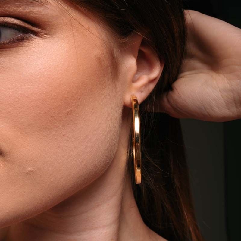 Brinco Argola Meia Cana 4,0cm Folheado a Ouro 18k