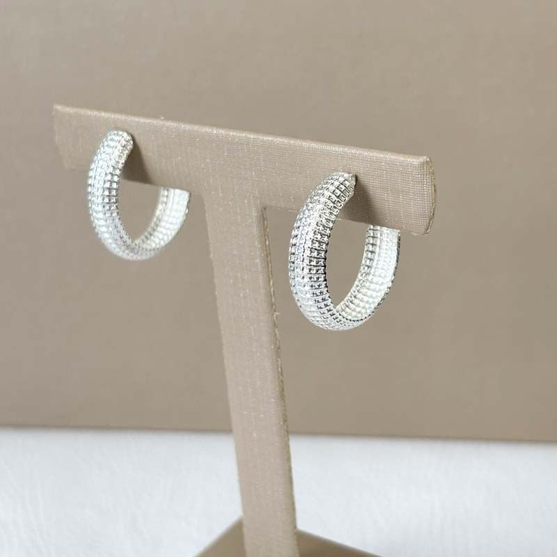 Brinco de Argola 2,0cm com Detalhes Folheado a Prata 925