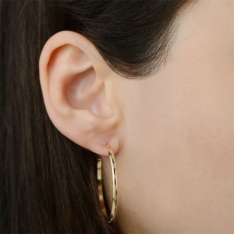 Brinco de Argola com Estampa Folheado a Ouro 18k