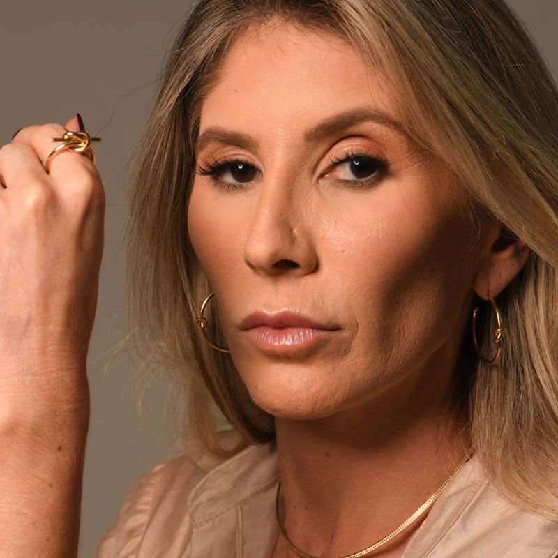 Brinco de Argola com Nó Folheado a Ouro 18k