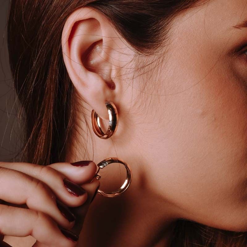 Brinco de Argola em Três Cores 2,0cm Folheada a Ouro 18k