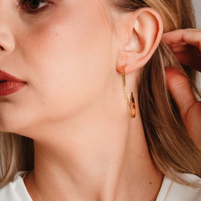 Brinco de Argola Fosca 4,5cm Folheado a Ouro 18k