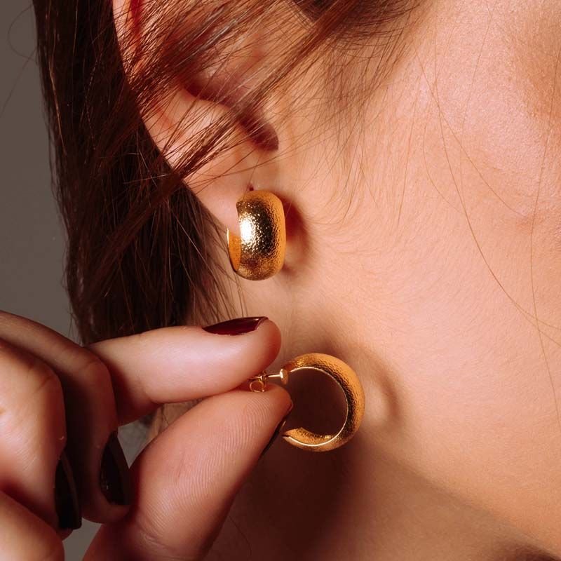 Brinco de Argola Larga 1,2cm Folheada a Ouro 18k