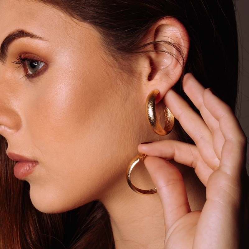 Brinco de Argola Larga 3,0cm Folheada a Ouro 18k