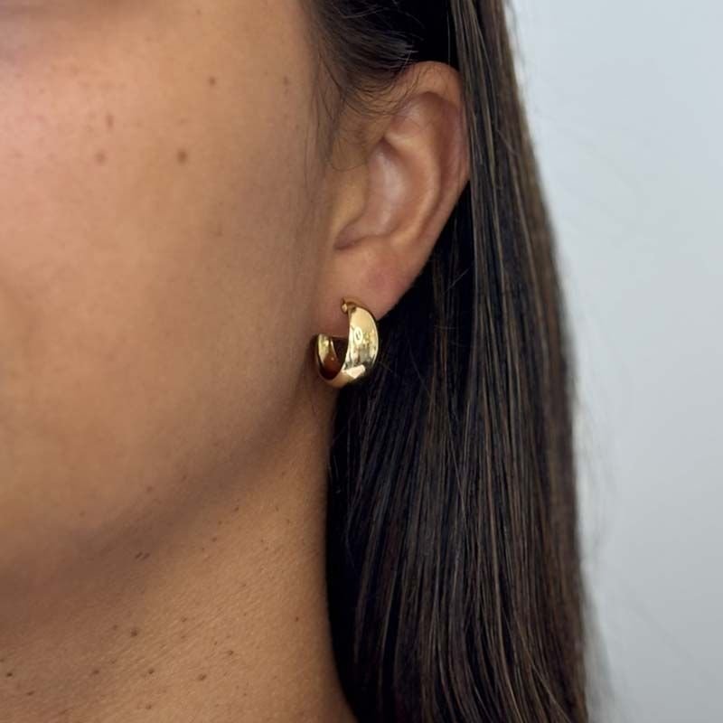 Brinco de Argola Lisa 1,5cm Folheado a Ouro 18k
