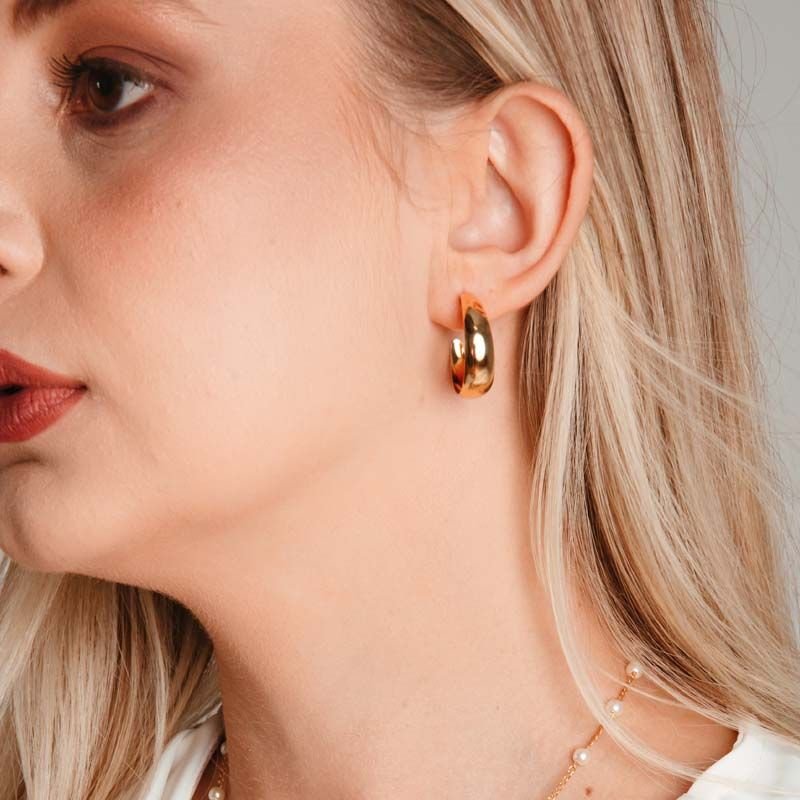 Brinco de Argola Lisa 2,0cm Folheado a Ouro 18k