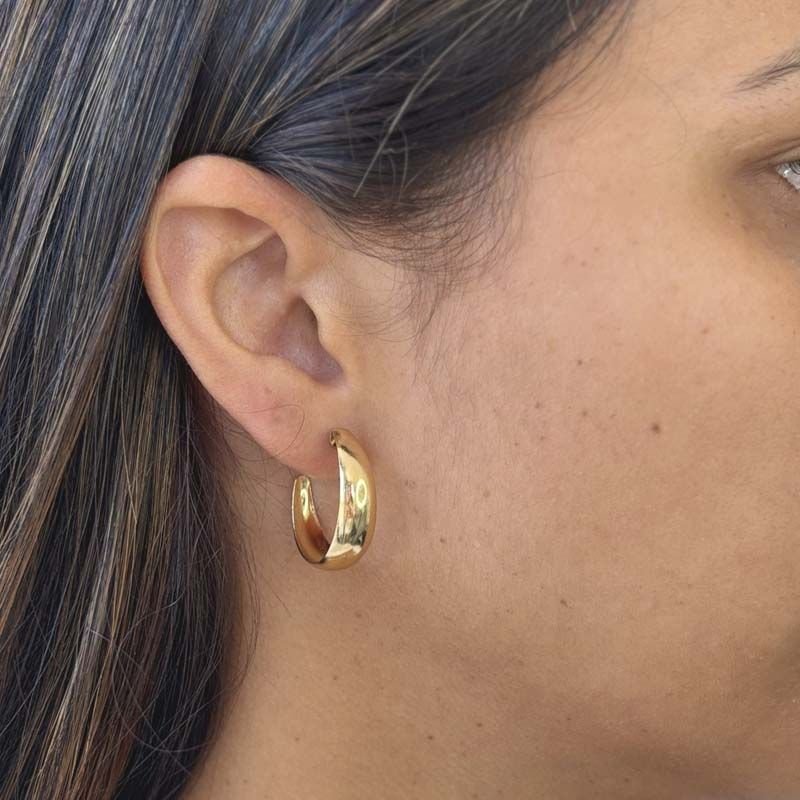 Brinco de Argola Lisa 2,0cm Folheado a Ouro 18k