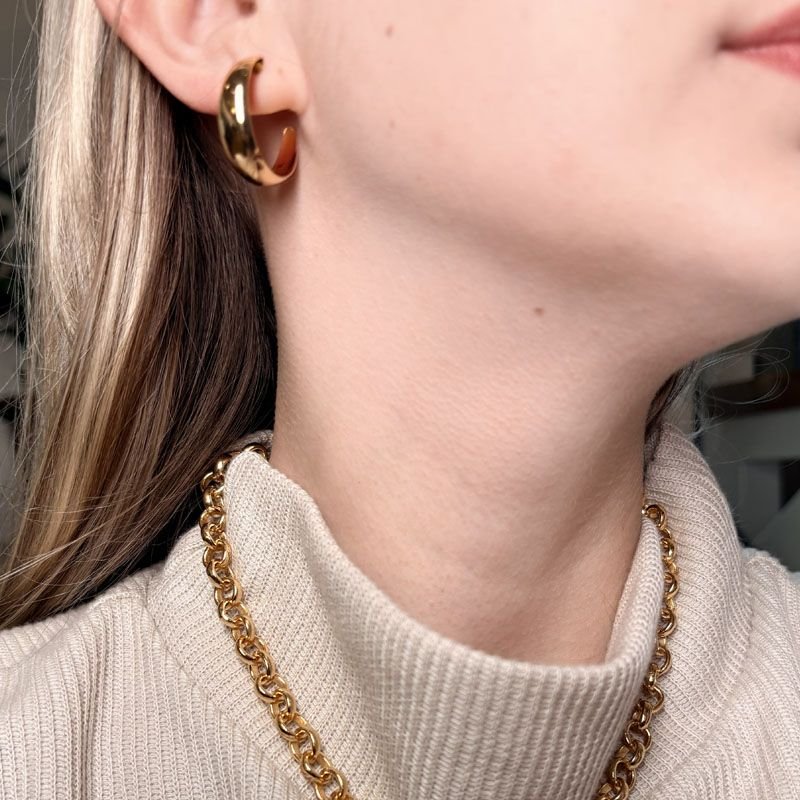 Brinco de Argola Lisa 2,0cm Folheado a Ouro 18k