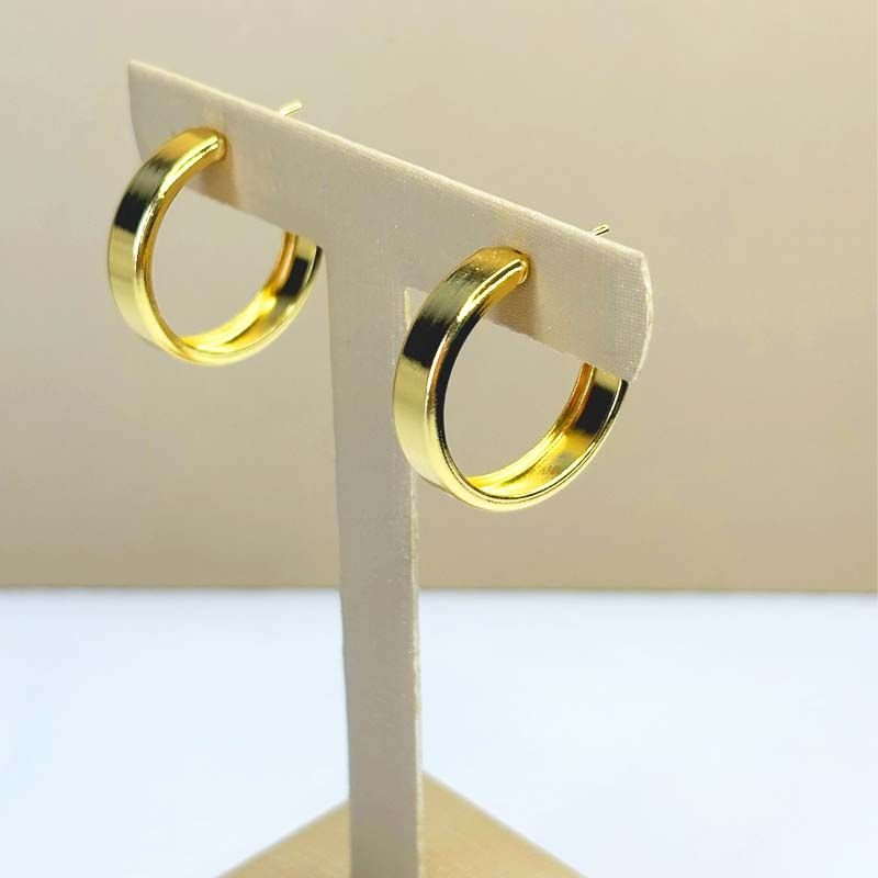 Brinco de Argola Reta e Larga com 2,0cm Folheado a Ouro 18k