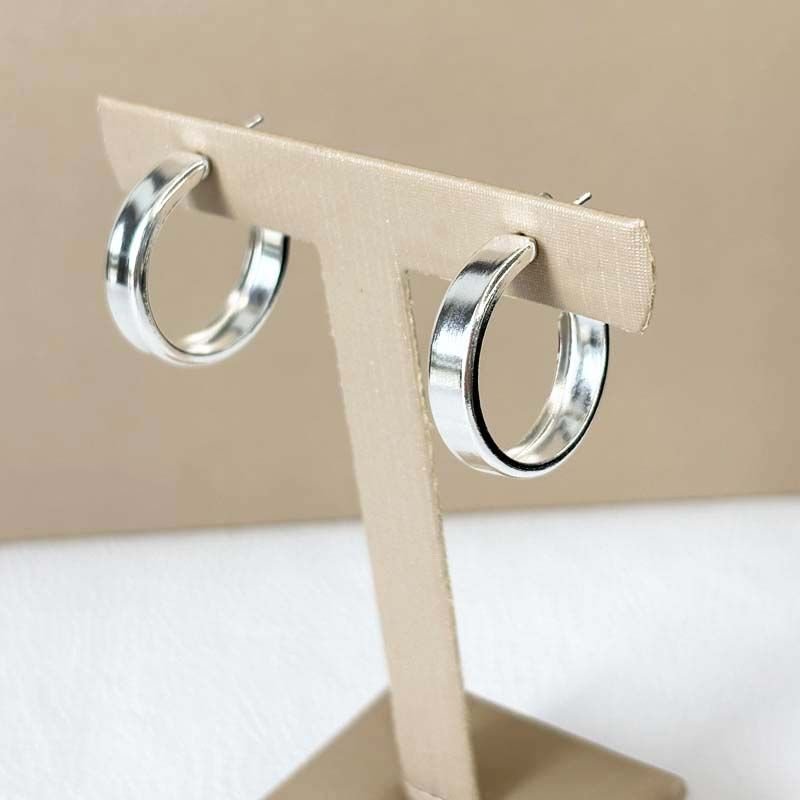Brinco de Argola Reta e Larga com 2,0cm Folheado a Prata 925