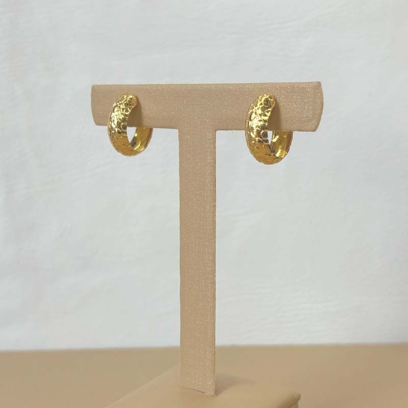 Brinco de Argola Textura Orgânica 1,5cm Folheado a Ouro 18k