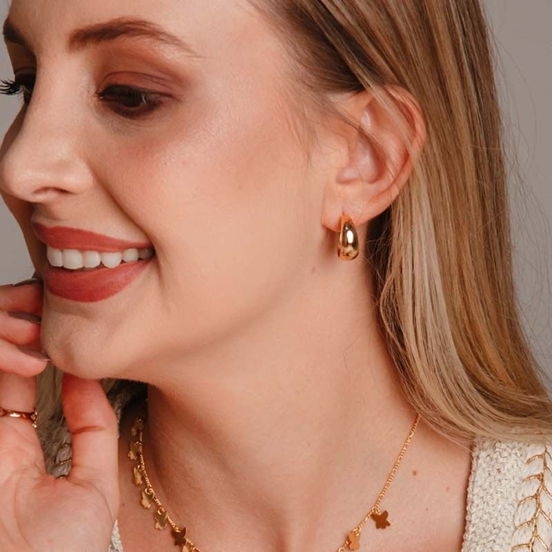 Brinco de Argolinha Lisa 1,0cm Folheado a Ouro 18k