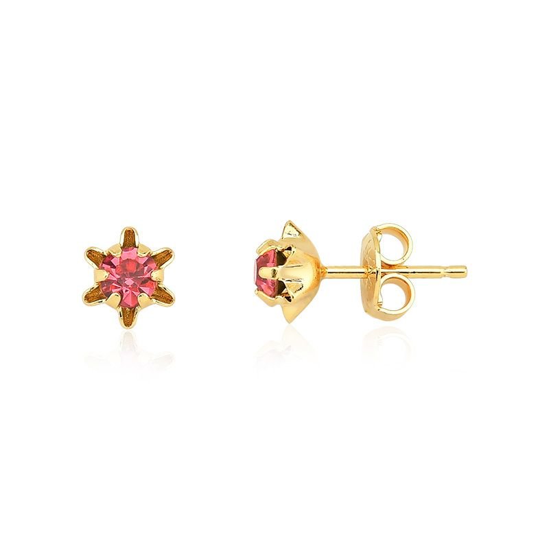 Brinco Infantil Roseta com Zircônia Folheado a Ouro 18k