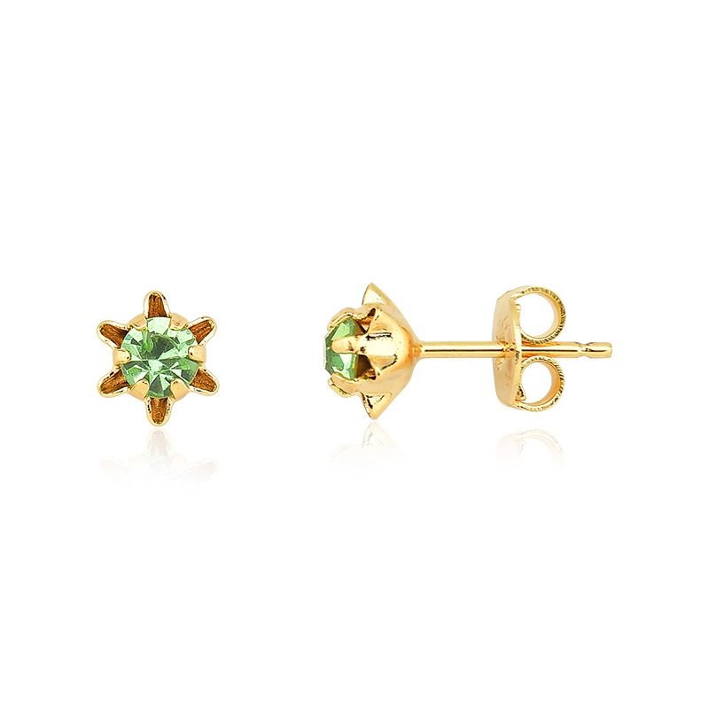 Brinco Infantil Roseta com Zircônia Folheado a Ouro 18k