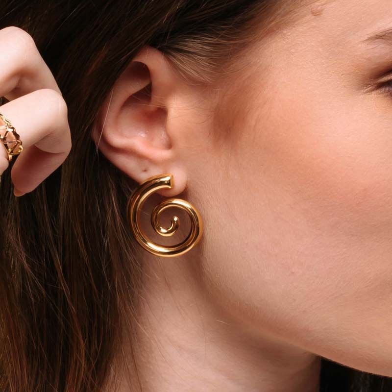 Brinco Orgânico Caracol Folheado a Ouro 18k