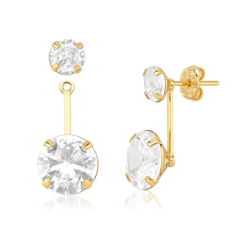 Brinco Ponto de Luz 2 em 1 com Zircônias Folheado a Ouro 18K