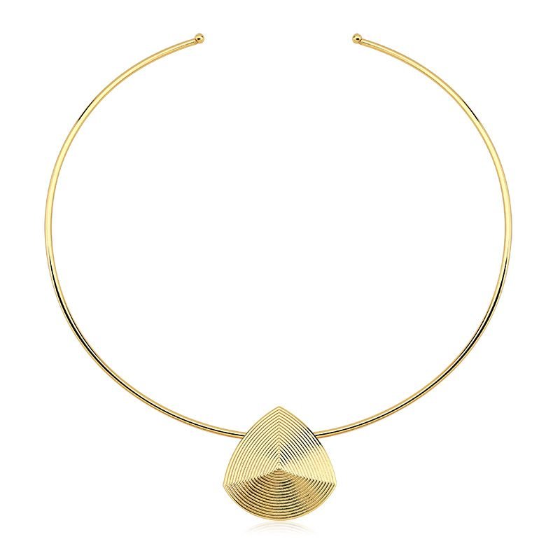 Choker Aro com Pingente Removível de Triângulo Folheada a Ouro 18k