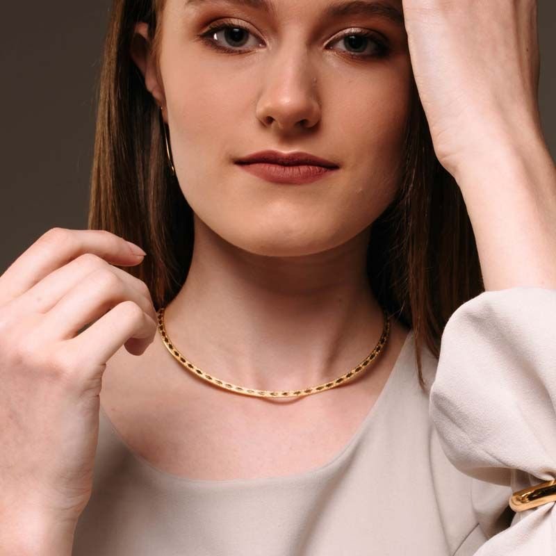 Choker Aro Diamantada e Folheada a Ouro 18k