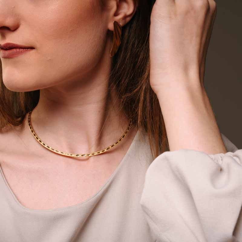 Choker Aro Diamantada e Folheada a Ouro 18k