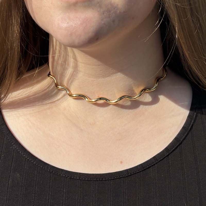 Choker Aro Ondulada Folheada a Ouro 18k