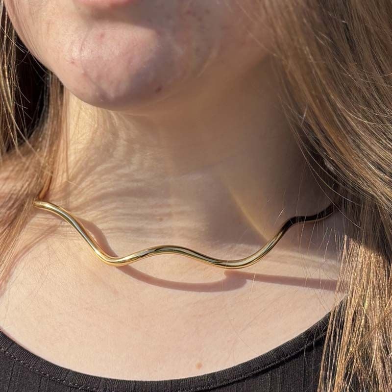 Choker Aro Orgânico Folheado a Ouro 18k
